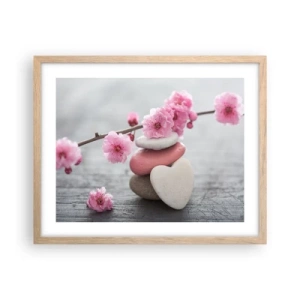Affisch i ram av ljusek - Salighet med körsbärsblomma - 50x40 cm