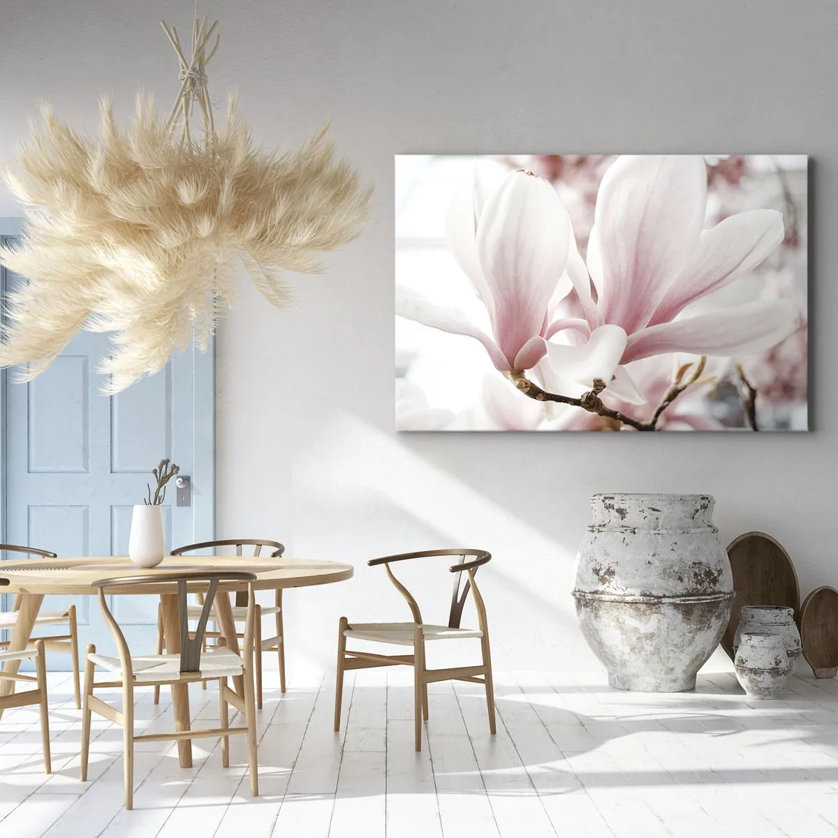 Canvastavla - Bild på duk - Fina magnoliablommor i pastellfärger - 70x50cm - Oändlig känslighet - Modern väggdekoration för vardagsrum och sovrum ARTTOR