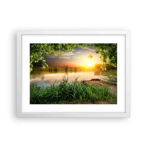 Affisch i vit ram - landskap i en grön ram - 40x30 cm