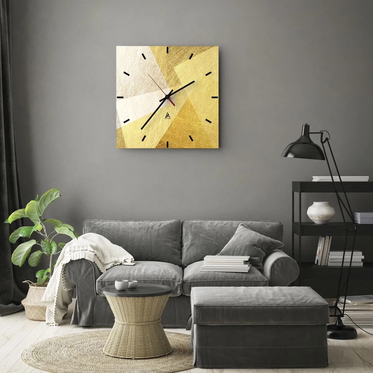 Väggklocka - Klocka på glas - Geometriskt väder - 40x40 cm