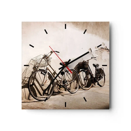 Väggklocka - Klocka på glas - Oförglömlig charm av det förflutna - 40x40 cm