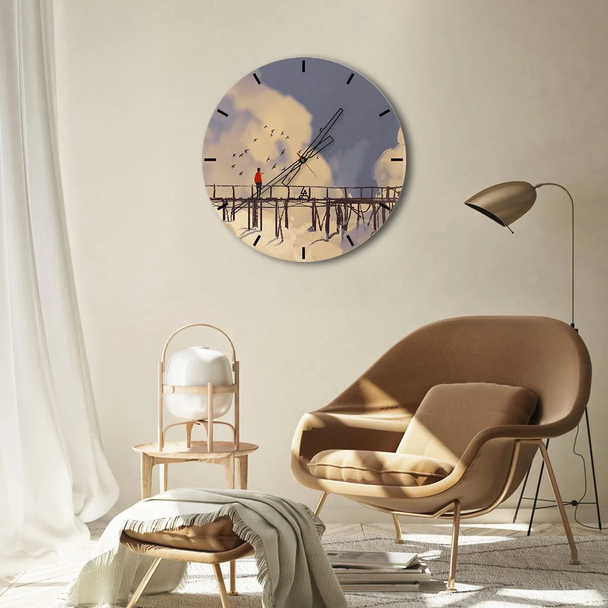 Väggklocka - Klocka på glas - Blå saknad - 40x40 cm