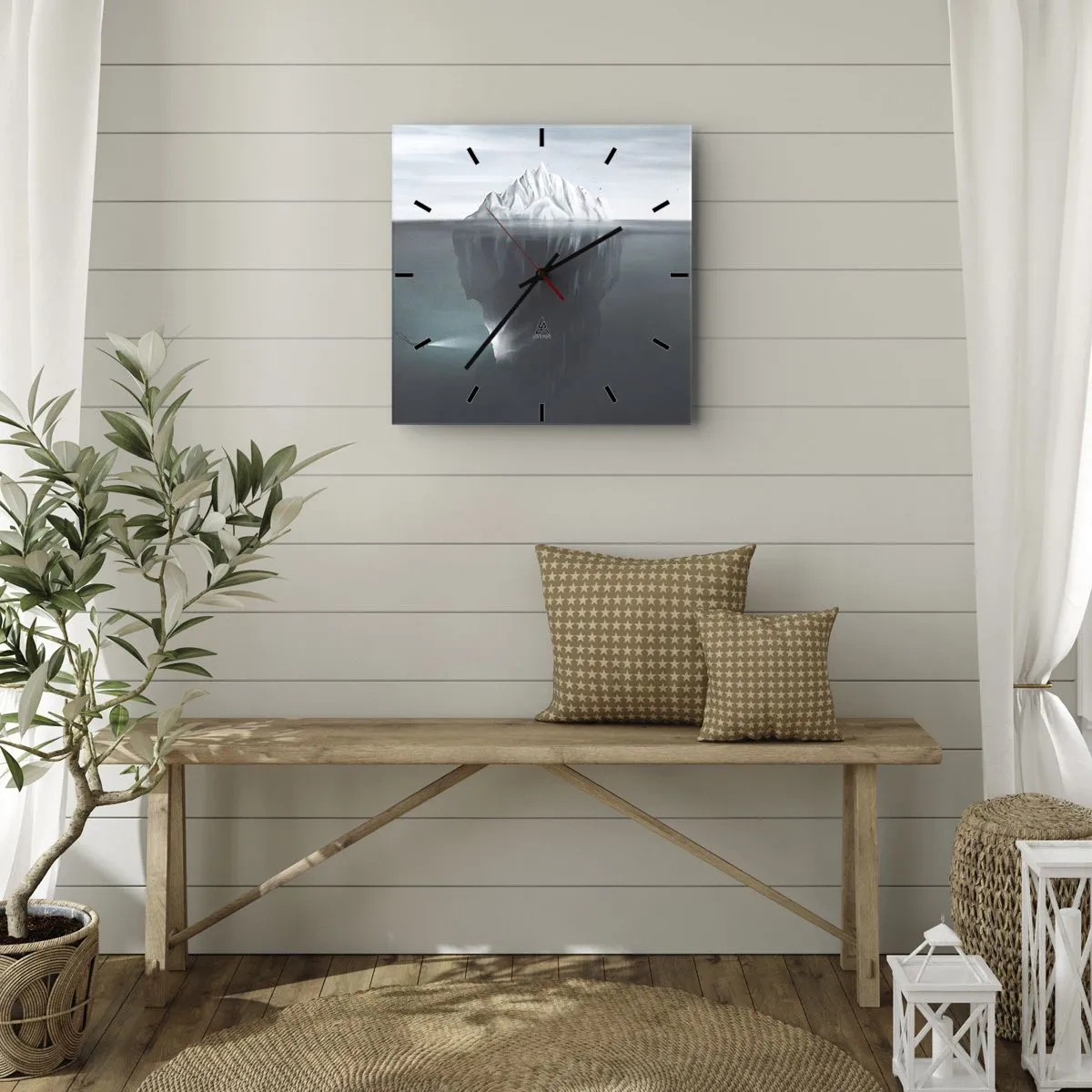 Väggklocka - Klocka på glas - Undervattensmysterium - 40x40 cm