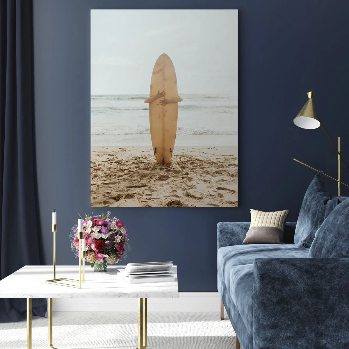 Glastavla - Bild på glas - Av kärlek till vågorna - 50x70 cm