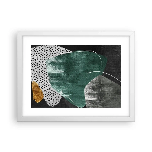 Affisch i vit ram - Färgstark abstraktion med en guldflinga - 40x30 cm