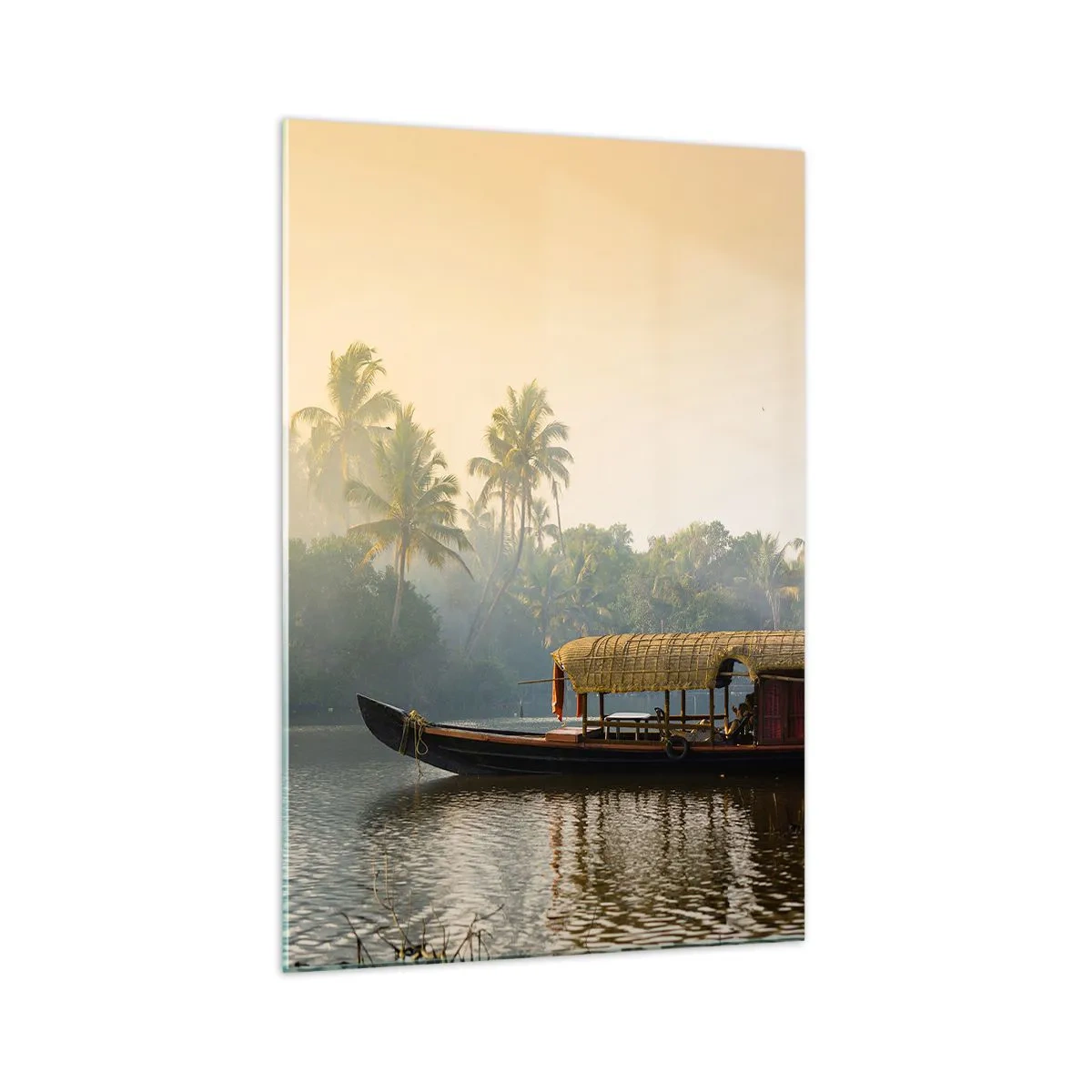 Glastavla - Bild på glas - Hus på floden - 70x100 cm