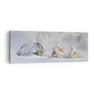 Canvastavla - Bild på duk - I snödalen - 140x50 cm