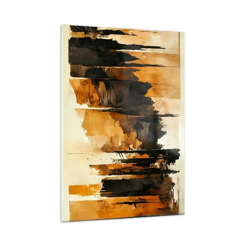 Glastavla - Bild på glas - Harmoni av svart och guld - 50x70 cm