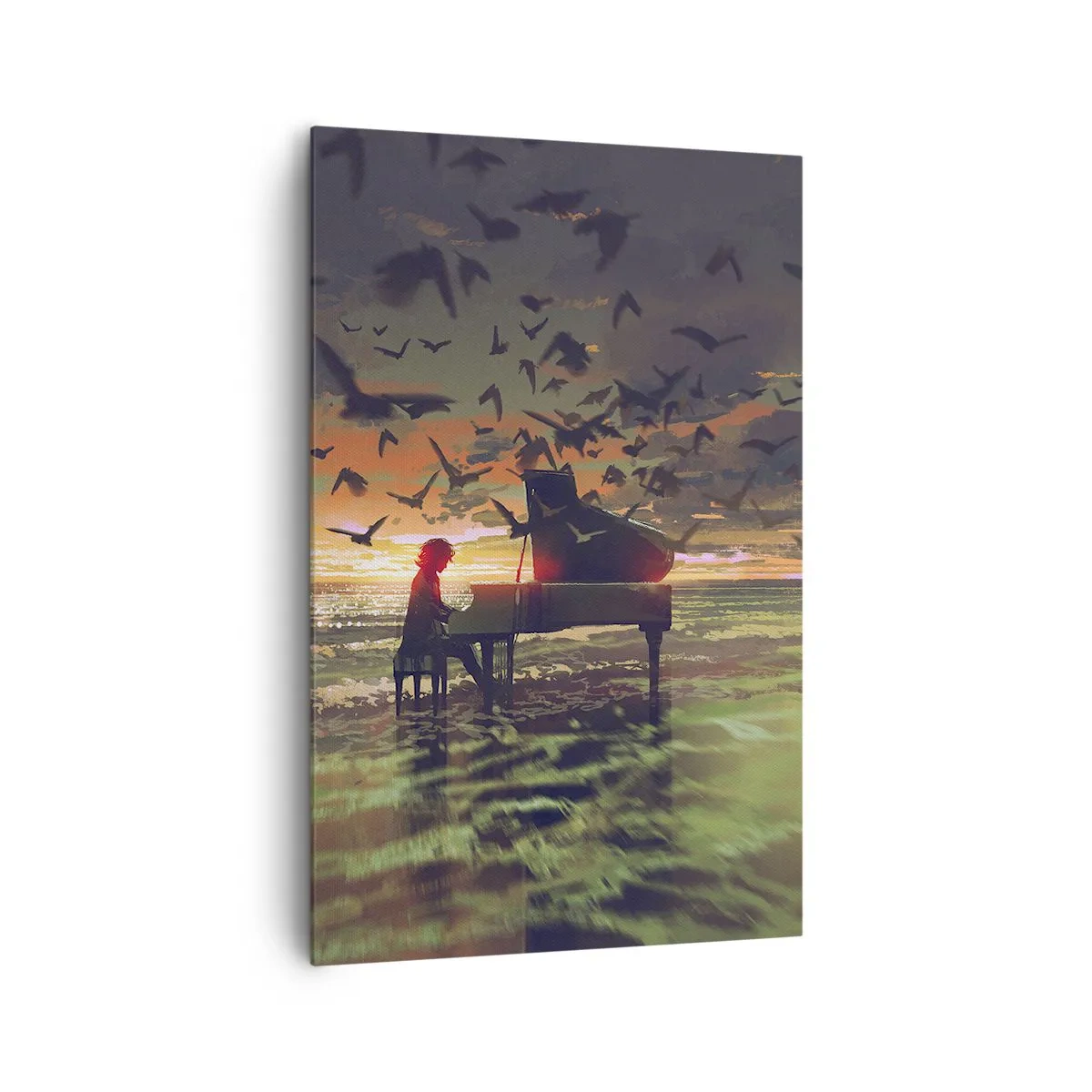 Canvastavla - Bild på duk - Konsert för piano och vågor - 80x120 cm