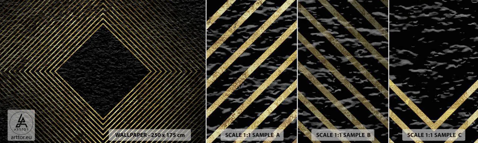 Provbit av fototapet Premium Canvas - Geometri i glamourstil - Art déco, Modern, Glamour - 100x30 cm