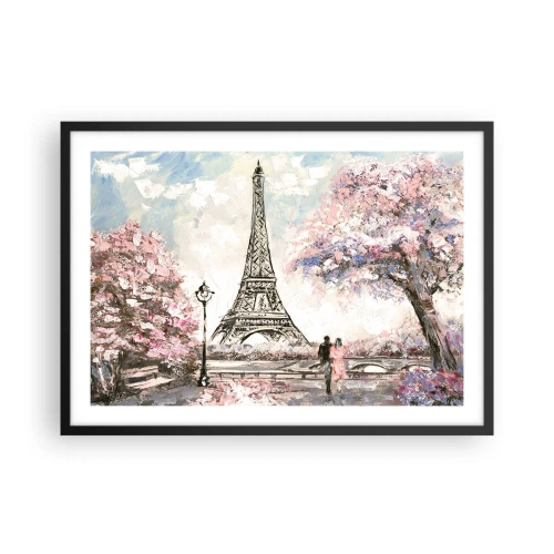 Affisch i svart ram - Aprilpromenad i Paris - 70x50 cm