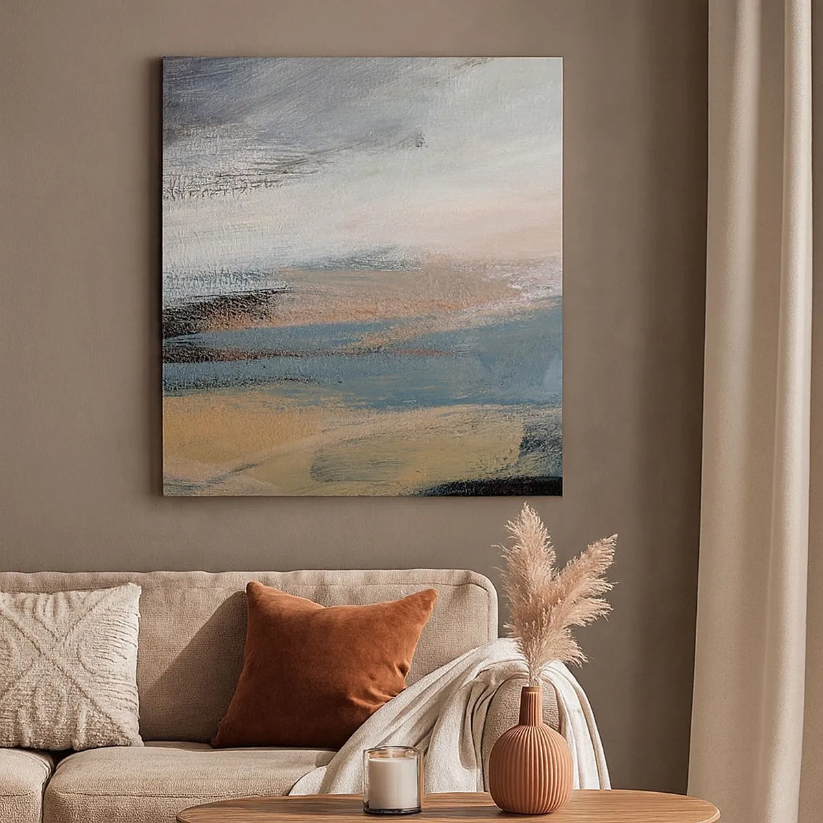 Canvastavla - Bild på duk - Abstraktion: nordligt landskap - 30x30 cm