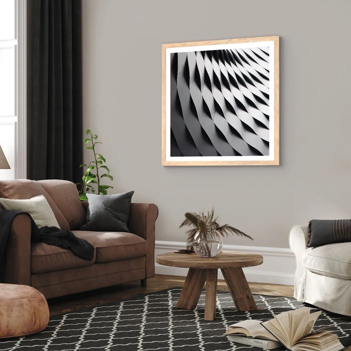 Affisch i ram av ljusek - På vågornas yta - 60x60 cm