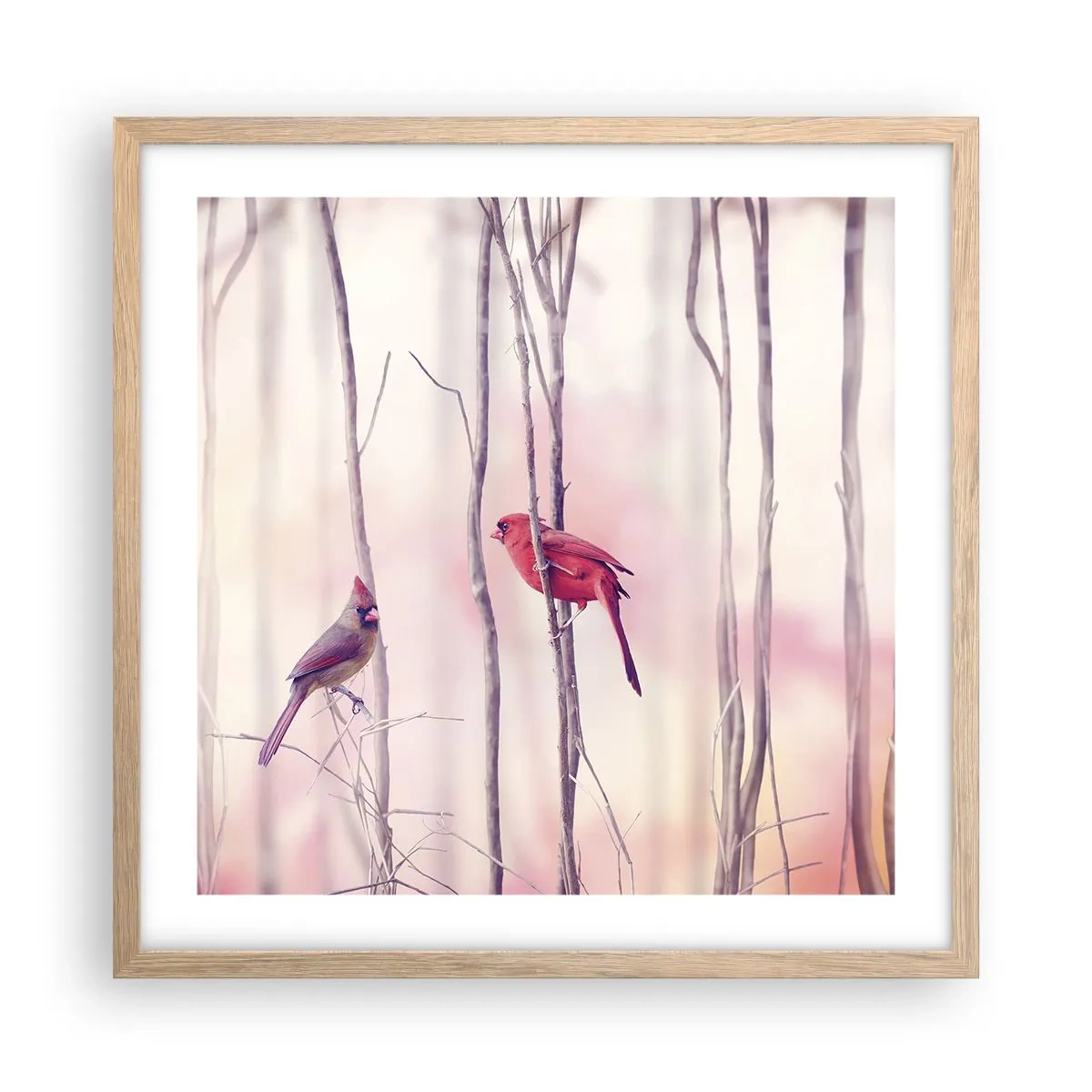 Affisch i ram av ljusek - Rosa skogens saga - 50x50 cm