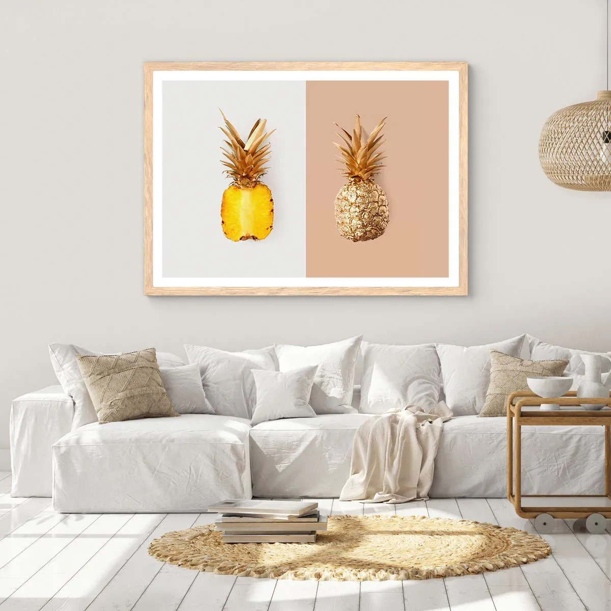 Affisch i ram av ljusek - Ananas för oss - 100x70 cm