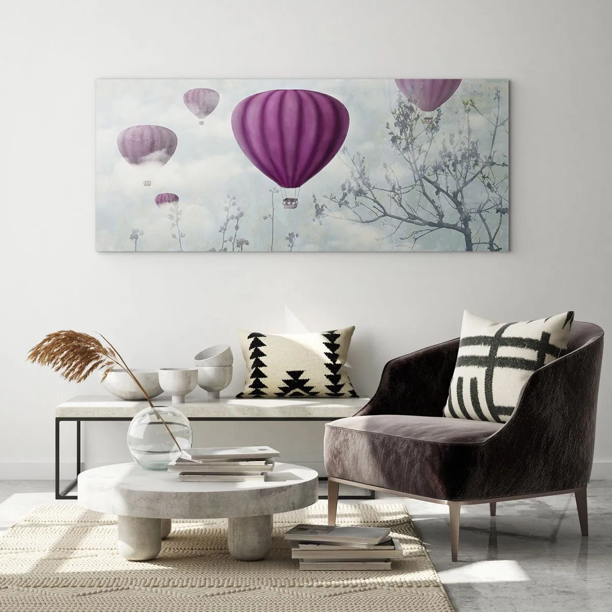 Glastavla - Bild på glas - Som båtar på himlen - 100x40 cm