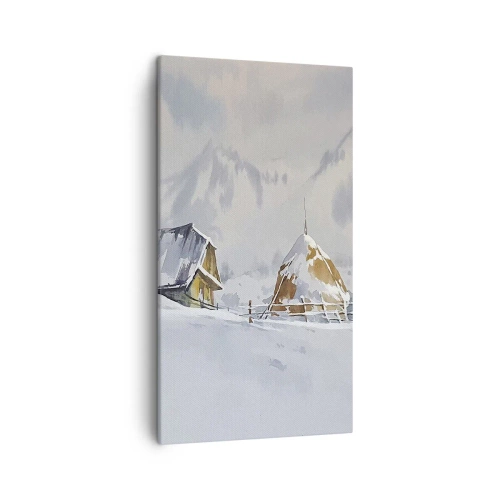 Canvastavla - Bild på duk - I snödalen - 45x80 cm