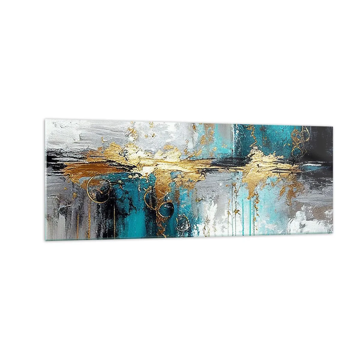Glastavla - Bild på glas - Allting flödar - 140x50 cm