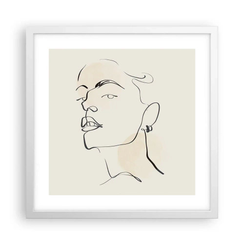 Affisch i vit ram - Stolt blick - 40x40 cm