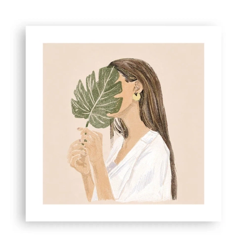 Affisch - Mystiskt porträtt med solfjäder - 40x40 cm