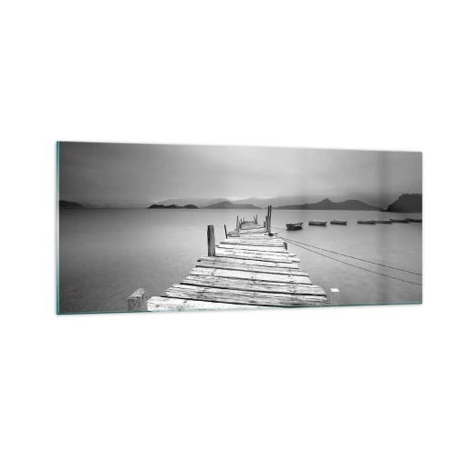 Glastavla - Bild på glas - Bortom bergen och hav - 100x40 cm