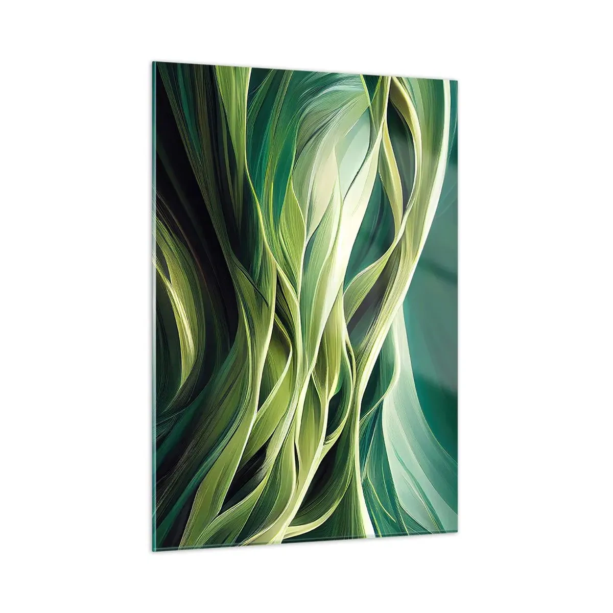 Glastavla - Bild på glas - Ett abstrakt spel med grönt - 50x70 cm