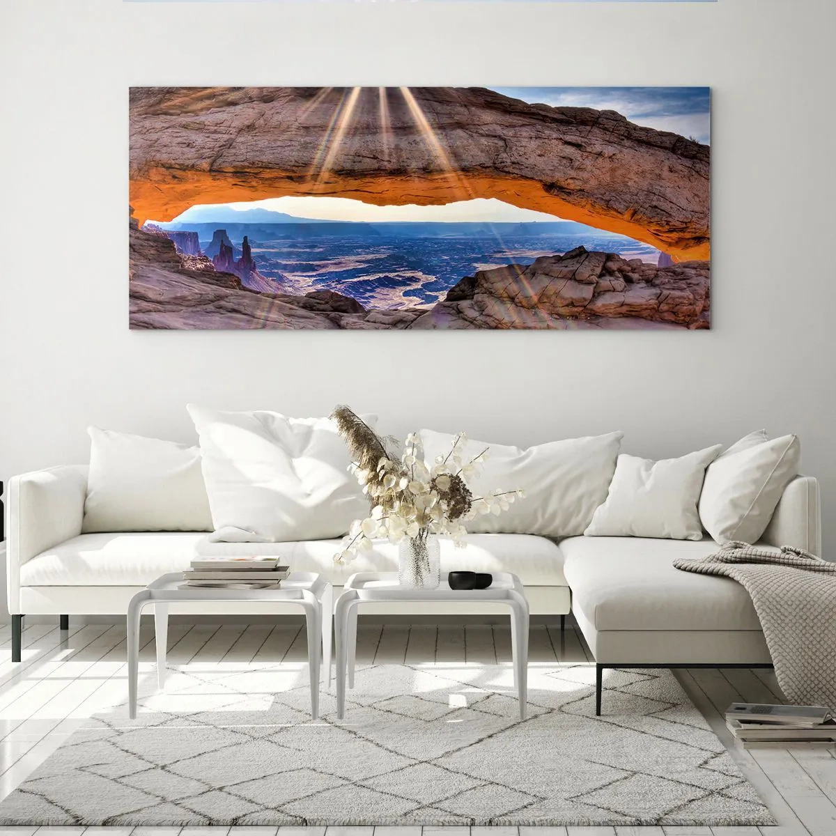 Glastavla - Bild på glas - Genom bergsporten - 100x40 cm