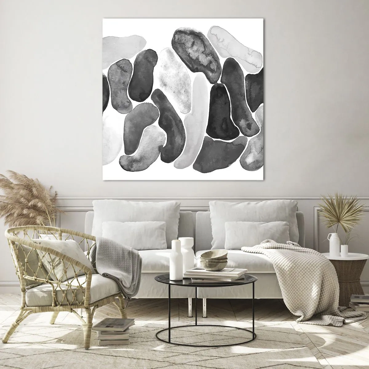 Glastavla - Bild på glas - Stenig abstraktion - 60x60 cm