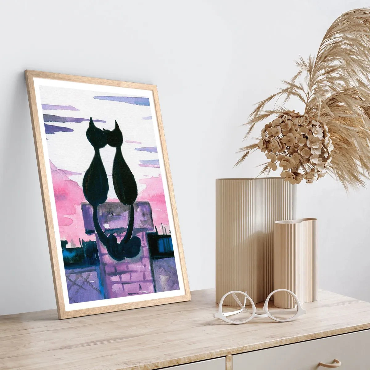 Affisch i ram av ljusek - Rendez-vous under månen - 70x100 cm