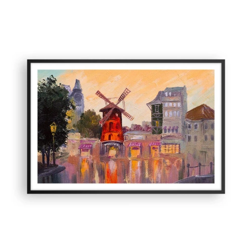 Affisch i svart ram - Ikoner av Paris – Moulin Rouge - 91x61 cm