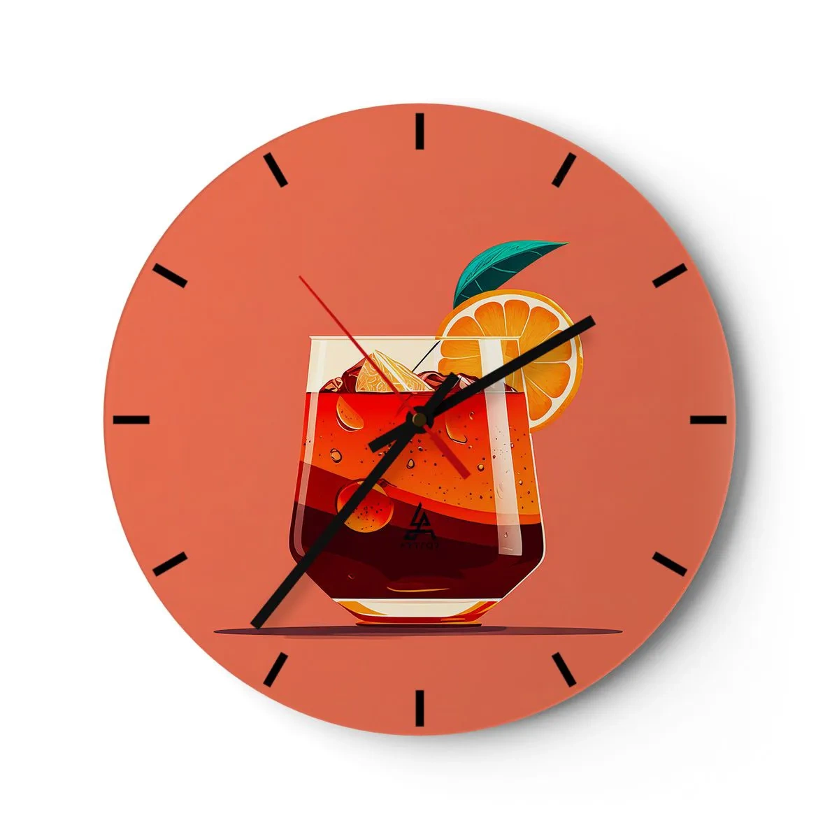 Väggklocka - Klocka på glas - Ett glas sommardryck med en apelsinskiva och is - 30x30cm - Sommarens förfriskning - Modern väggdekoration för vardagsrum, kök och sovrum ARTTOR
