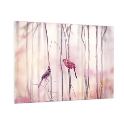 Glastavla - Bild på glas - Rosa skogens saga - 100x70 cm