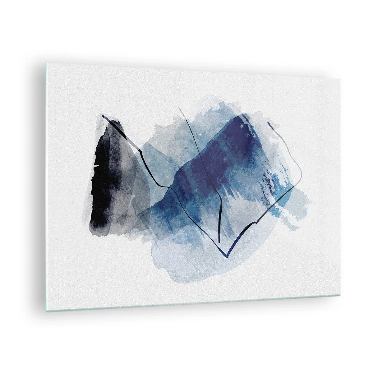 Glastavla - Bild på glas - Abstrakt komposition i nyanser av blått - 70x50cm - Isberg - Modern väggdekoration för vardagsrum och sovrum ARTTOR