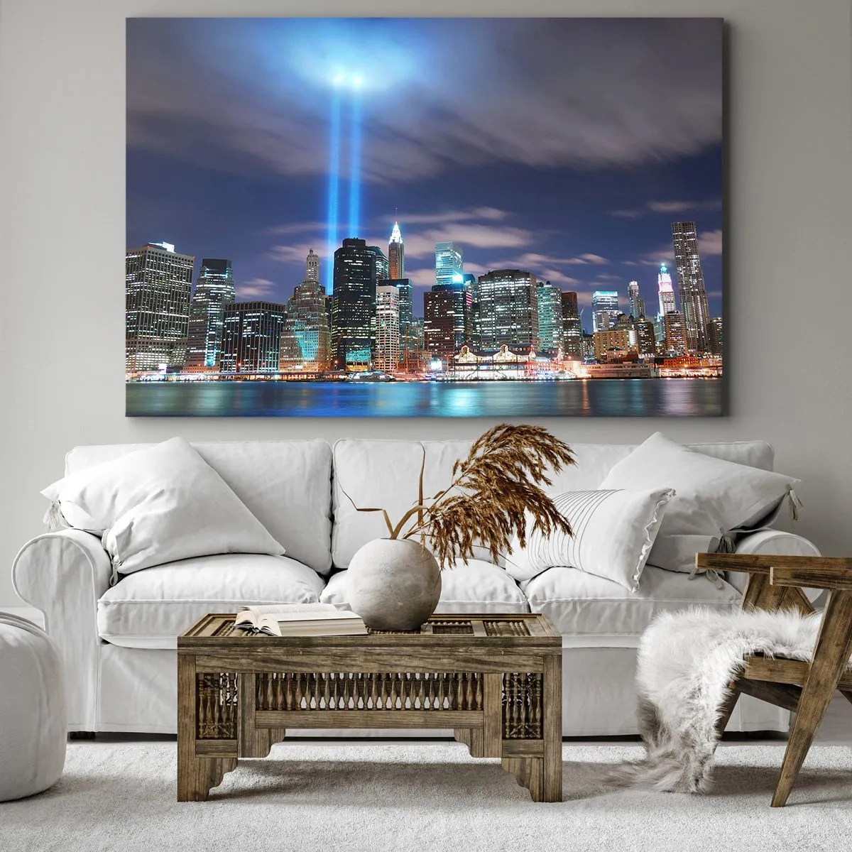 Canvastavla - Bild på duk - Nå himlen med ljuset - 120x80 cm