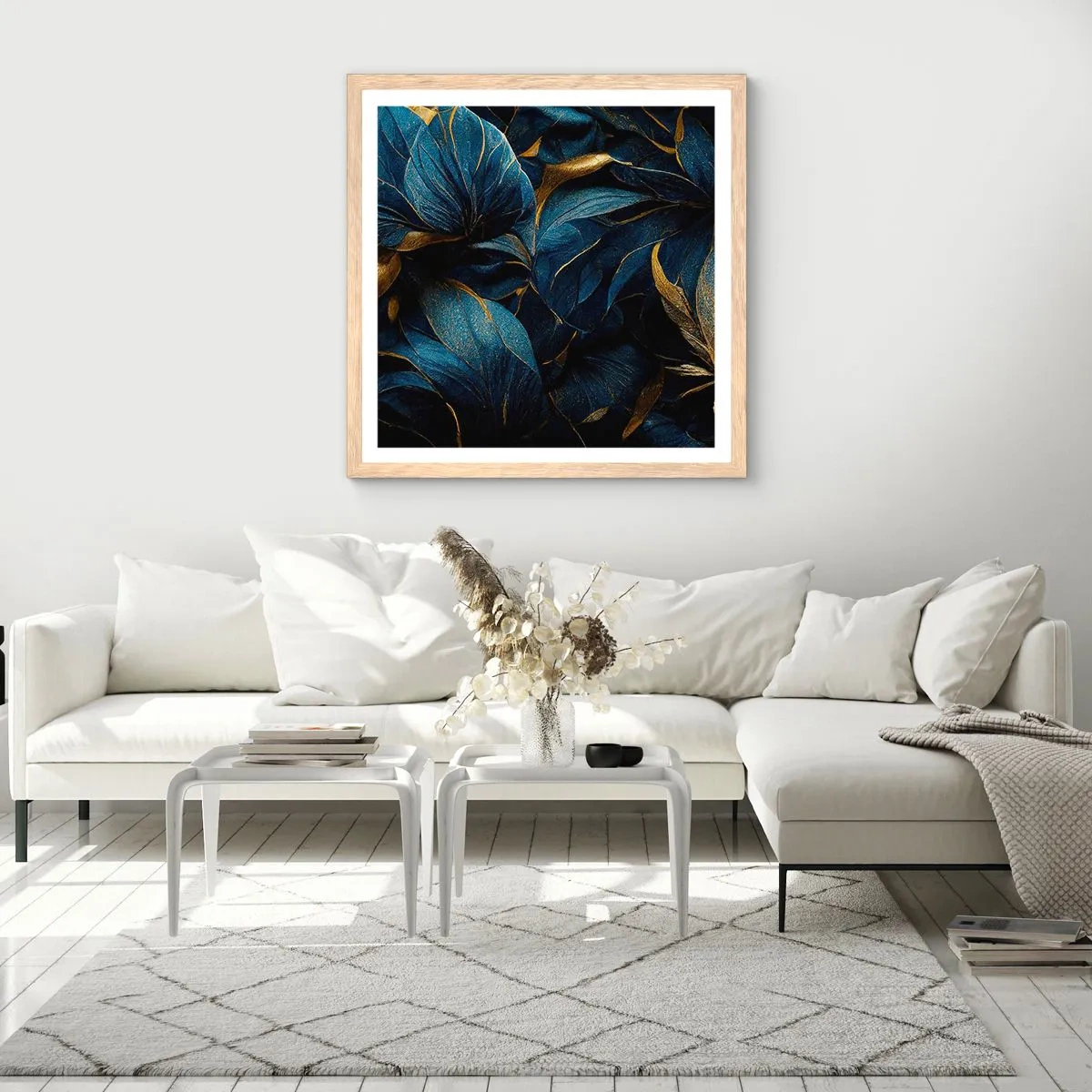 Affisch i ram av ljusek - Fodrad med guld - 50x50 cm