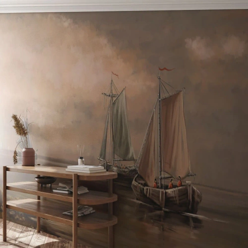 Fototapet Premium Canvas - Seglarnas hemkomst - Landskap, Fiskebåt, Natur - 100x70 cm