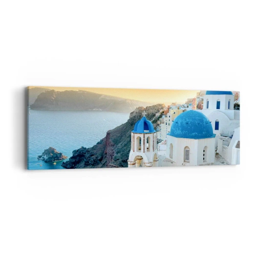 Canvastavla - Bild på duk - Santorini - inbäddat i berg - 90x30 cm