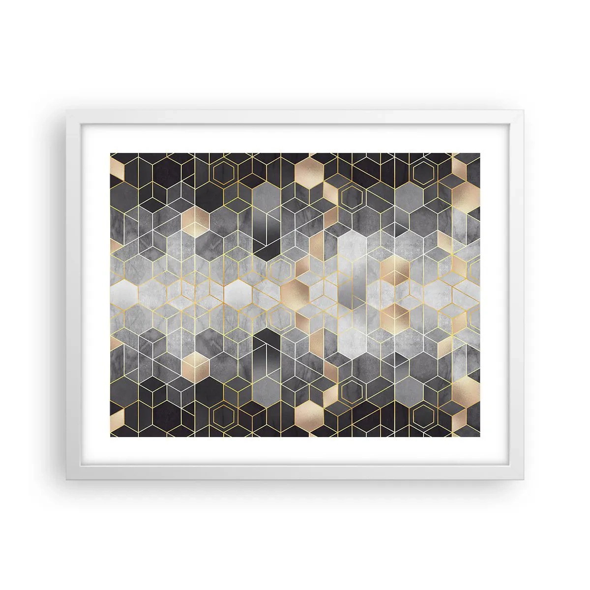 Affisch i vit ram - Diamantkomposition - 50x40 cm