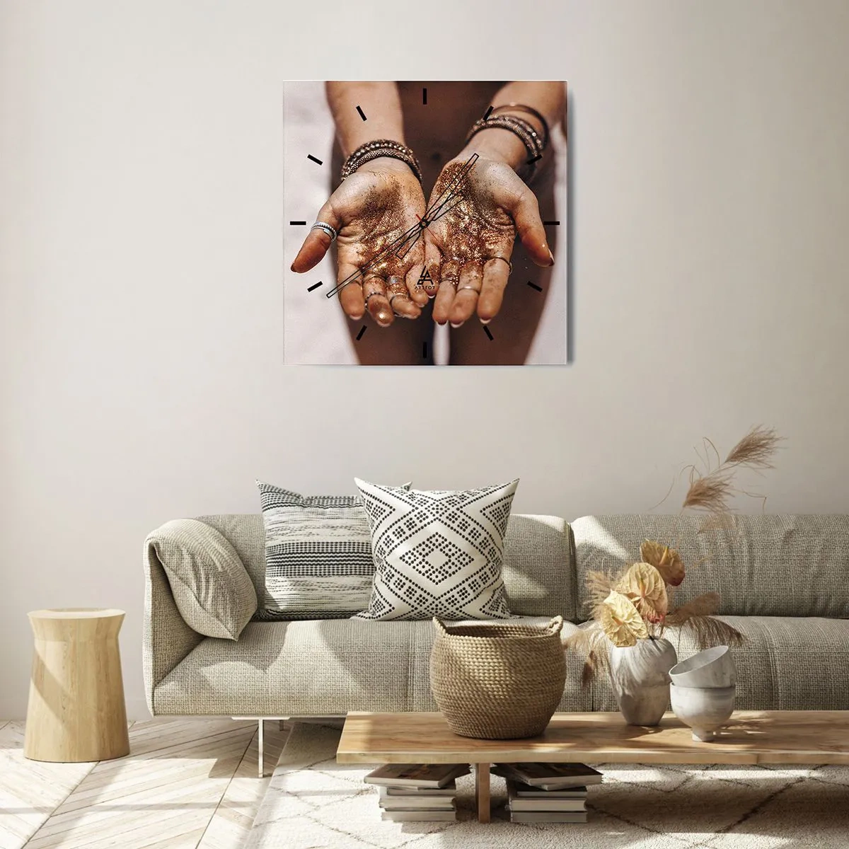 Väggklocka - Klocka på glas - Gåva för dig - 30x30 cm