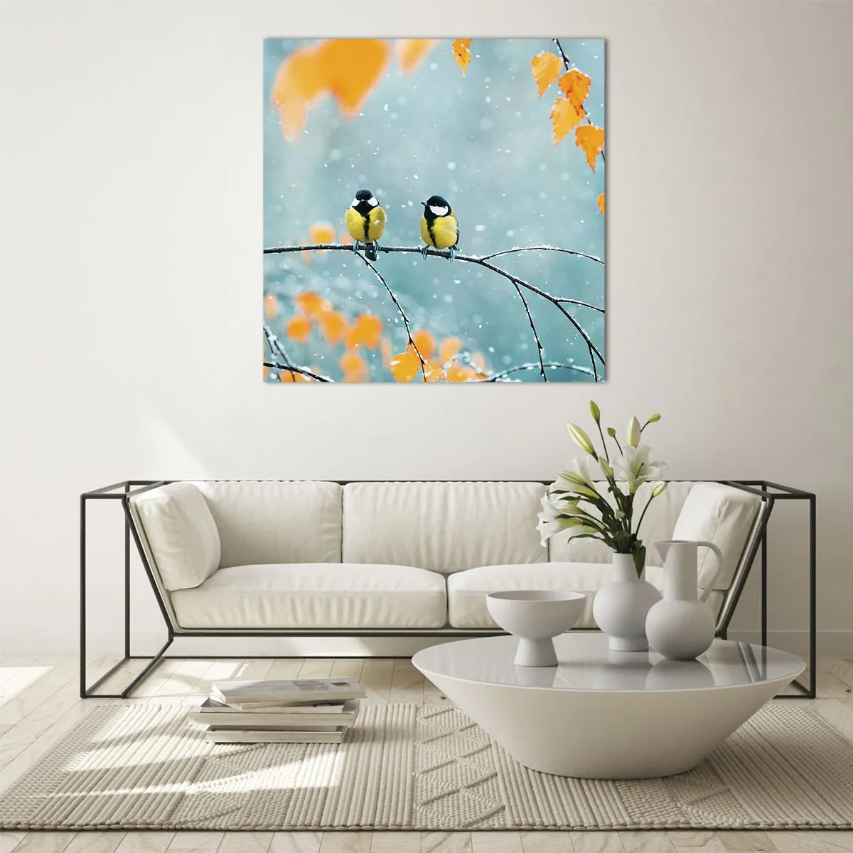 Glastavla - Bild på glas - Fåglarnas skvaller - 70x70 cm
