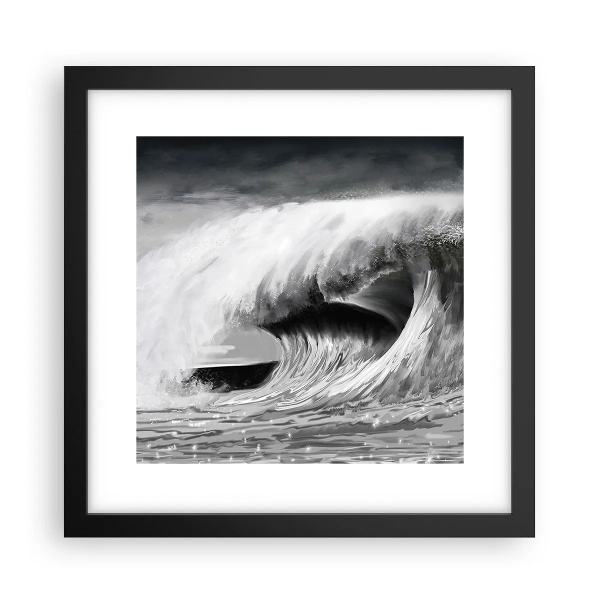 Affisch i svart ram - Havets ilska - 30x30 cm