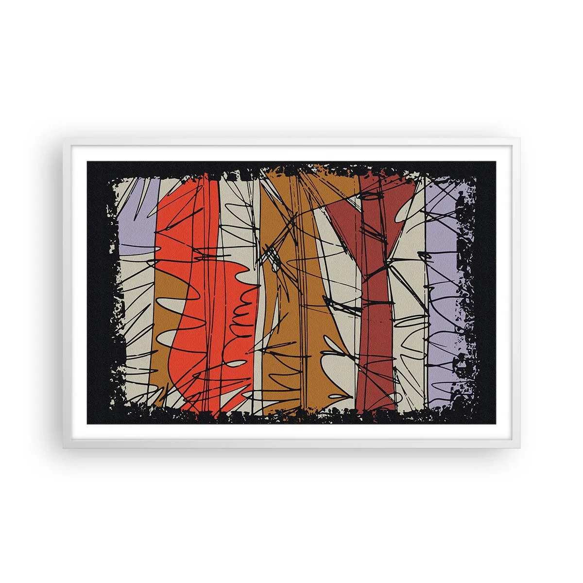 Affisch i vit ram - Spontan komposition - 91x61 cm