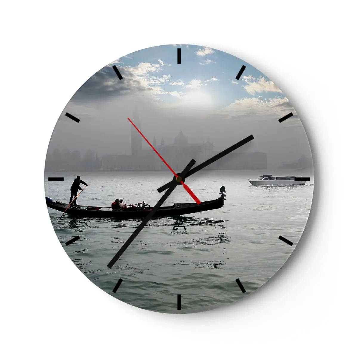 Väggklocka - Klocka på glas - Sagostad ur vatten och dimma - 40x40 cm