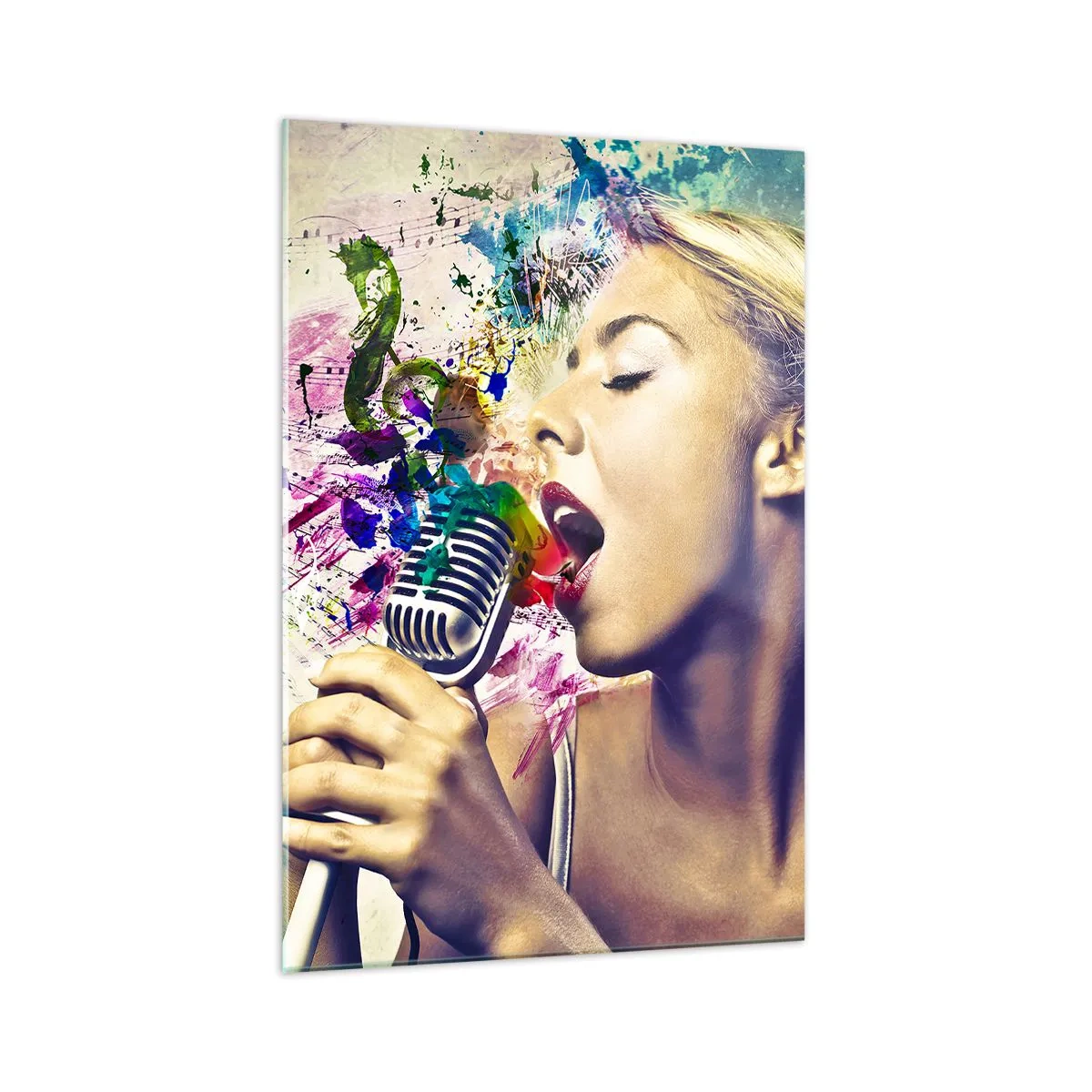 Glastavla - Bild på glas - Måla världen med rösten - 70x100 cm