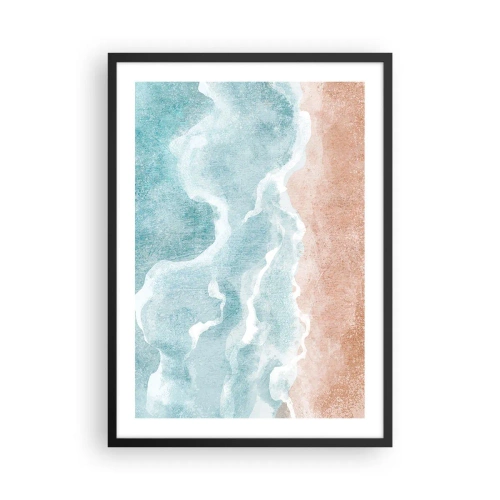 Affisch i svart ram - Havsvågor som möter sandstranden - 50x70cm - Abstraktion i moln - Modern väggdekoration för vardagsrum och sovrum ARTTOR