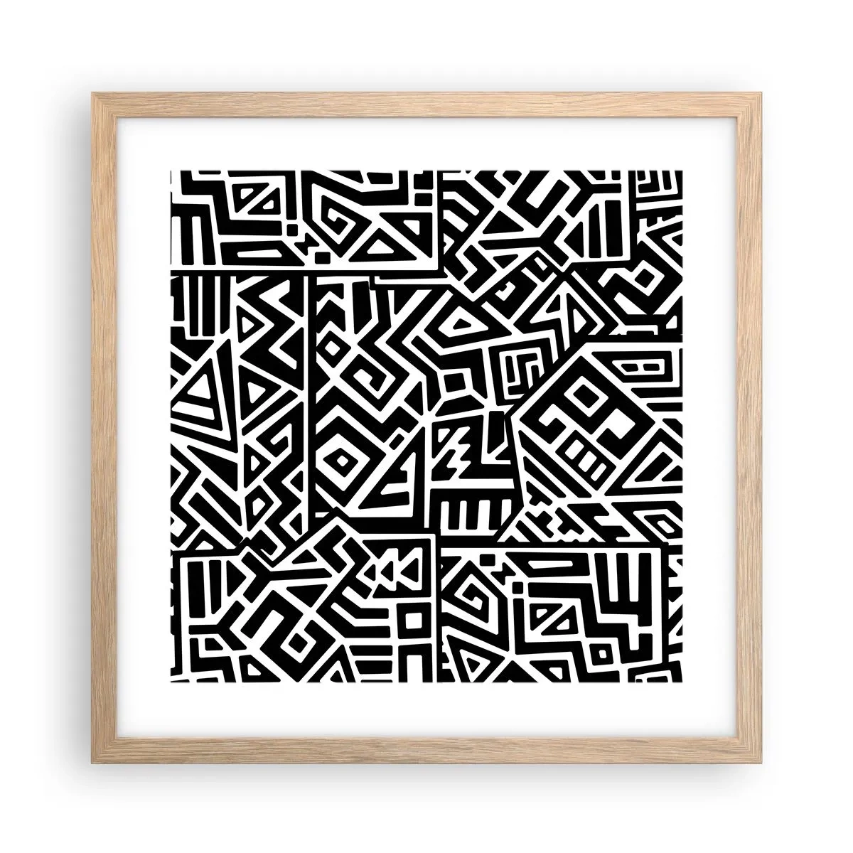 Affisch i ram av ljusek - Prekolumbisk komposition - 40x40 cm