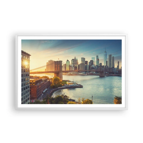 Affisch i vit ram - Storstadsgryning - 91x61 cm