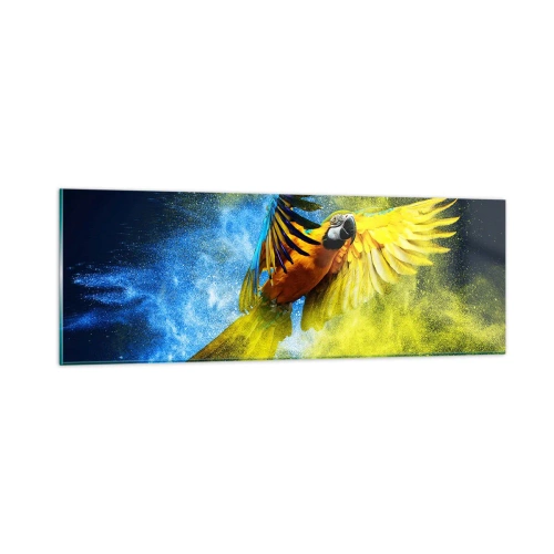 Glastavla - Bild på glas - I blå-gult damm - 90x30 cm