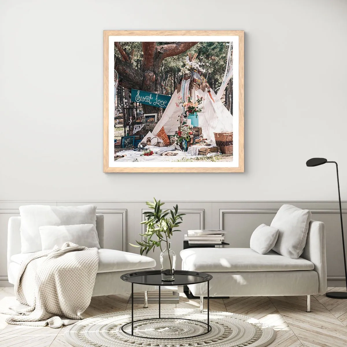 Affisch i ram av ljusek - Make love… - 40x40 cm