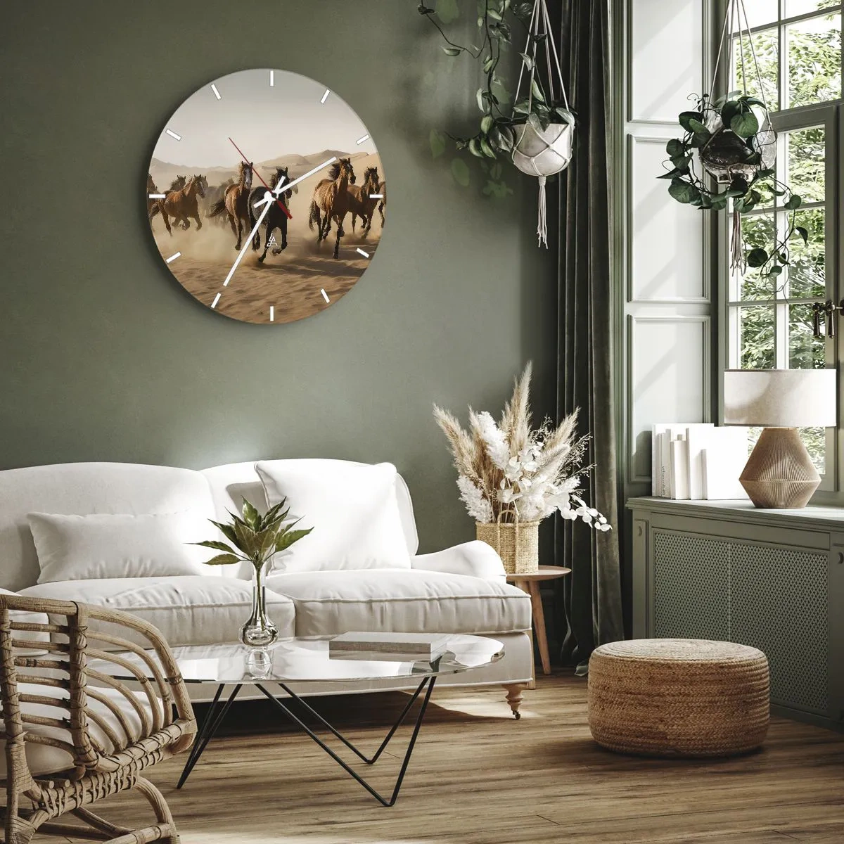 Väggklocka - Klocka på glas - Fri som vinden - 40x40 cm